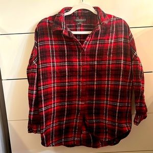 Plaid button down cozy shirt French connection small
